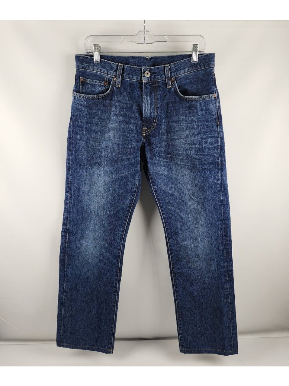 UNIQLO x Japanese JEANS Men 7 Blue Regular Fit Straight Streetwear Denim (32x30)